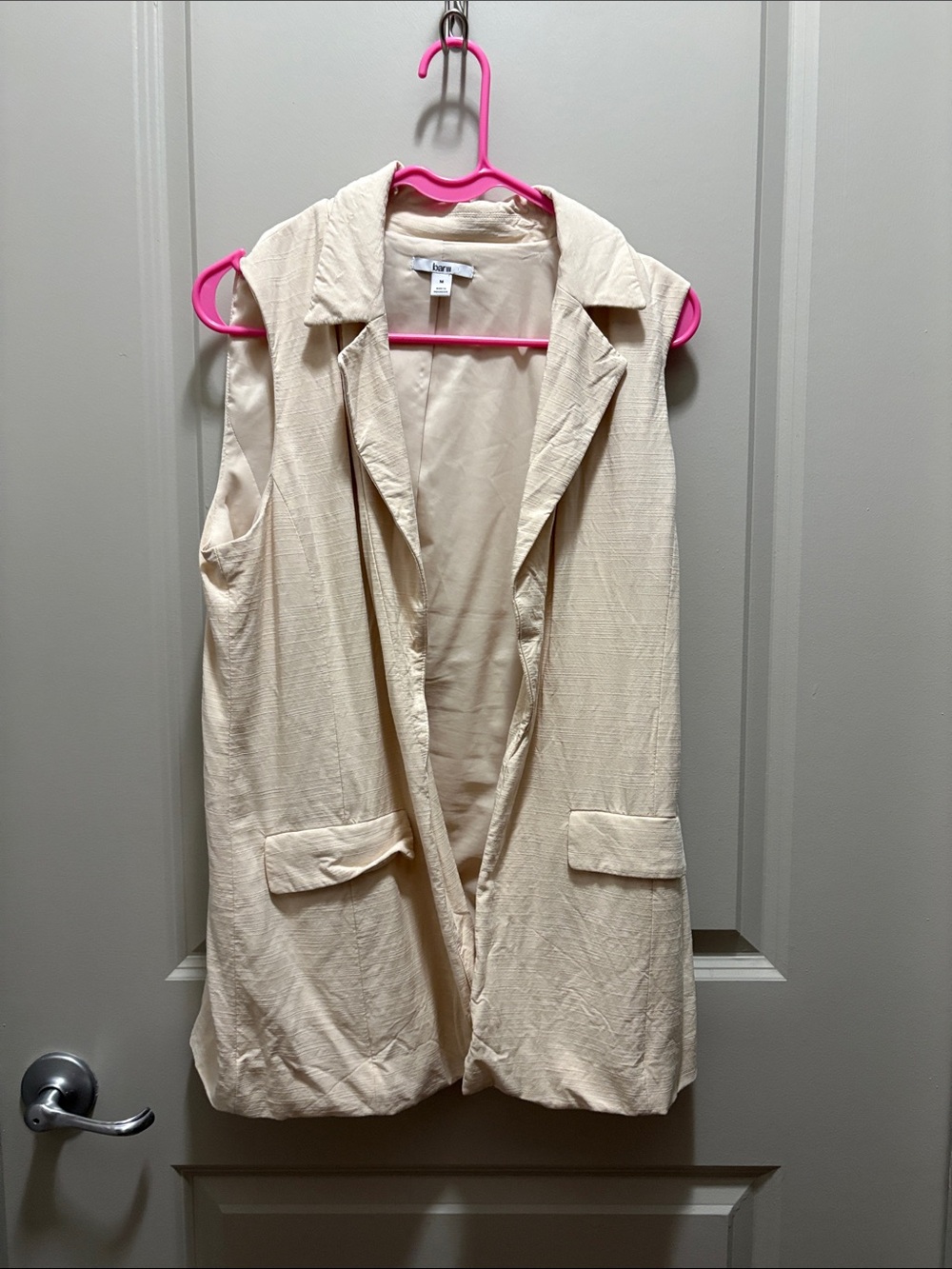 Bar III Cream Sleeveless Blazer Vest